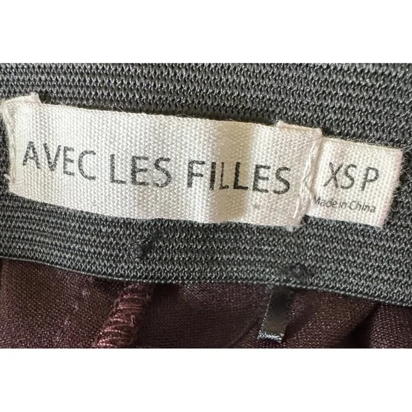 Anthropologie Avec Les Filles Slit-Front Faux Suede High Rise Plum Pants XSP - Picture 5 of 6